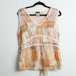 Columbia Orange Print Sleeveless Top Sz L